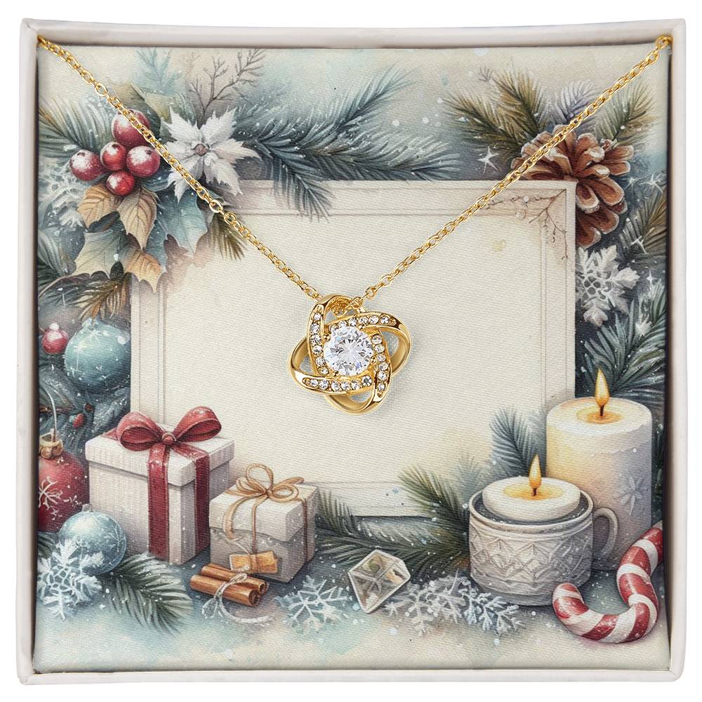 Christmas Background 078 - 18K Yellow Gold Finish Love Knot Necklace