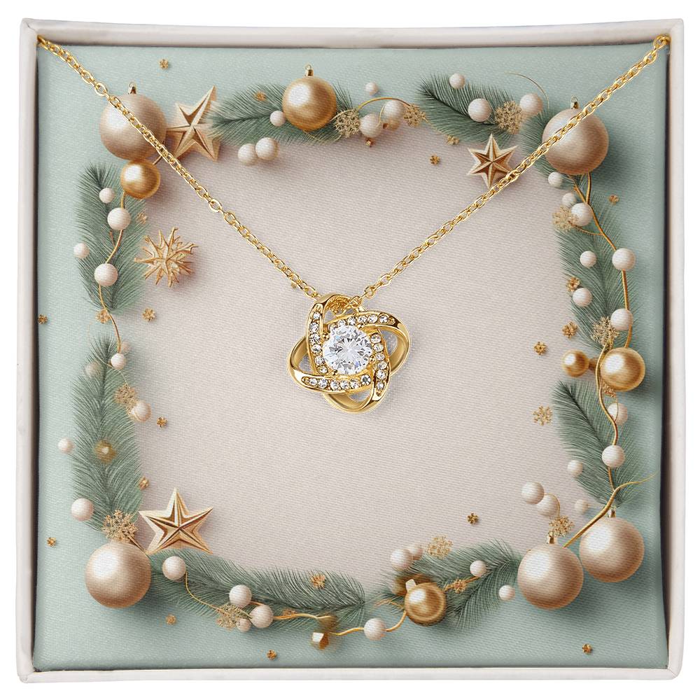 Christmas Background 001 - 18K Yellow Gold Finish Love Knot Necklace