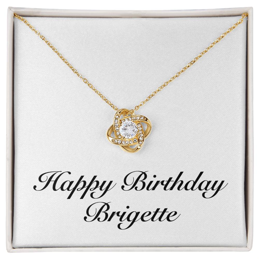 Happy Birthday Brigette - 18K Yellow Gold Finish Love Knot Necklace