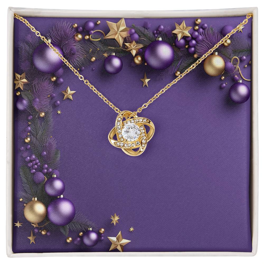 Christmas Background 021 - 18K Yellow Gold Finish Love Knot Necklace