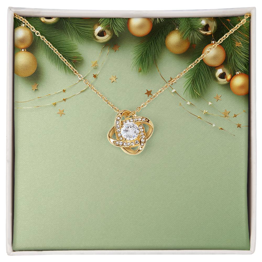 Christmas Background 028 - 18K Yellow Gold Finish Love Knot Necklace