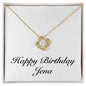 Happy Birthday Jena - 18K Yellow Gold Finish Love Knot Necklace