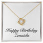 Happy Birthday Zenaida - 18K Yellow Gold Finish Love Knot Necklace