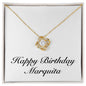 Happy Birthday Marquita - 18K Yellow Gold Finish Love Knot Necklace