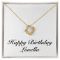 Happy Birthday Louella - 18K Yellow Gold Finish Love Knot Necklace