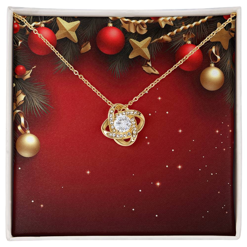 Christmas Background 064 - 18K Yellow Gold Finish Love Knot Necklace