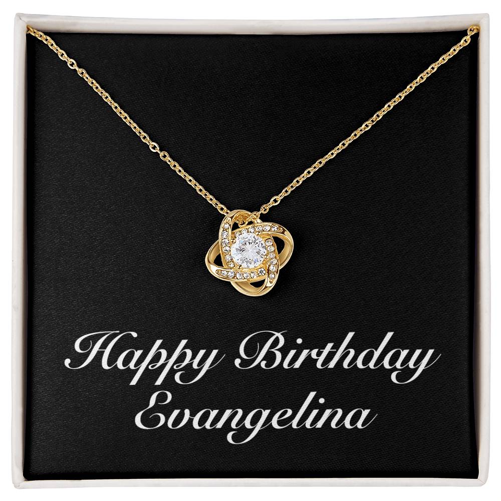 Happy Birthday Evangelina v2 - 18K Yellow Gold Finish Love Knot Necklace