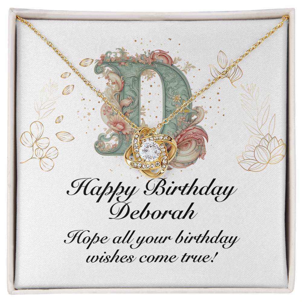 Happy Birthday Deborah v01 - 18K Yellow Gold Finish Love Knot Necklace