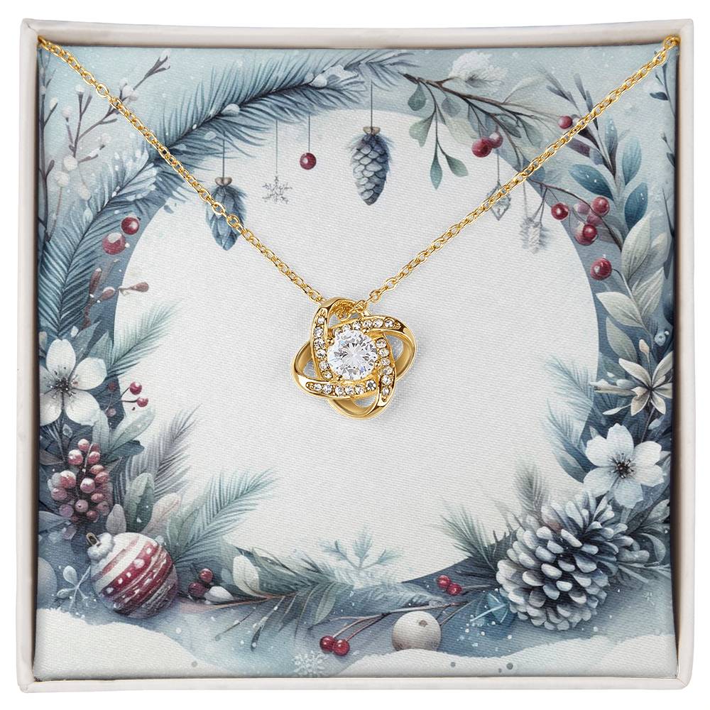 Christmas Background 090 - 18K Yellow Gold Finish Love Knot Necklace