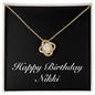 Happy Birthday Nikki v2 - 18K Yellow Gold Finish Love Knot Necklace