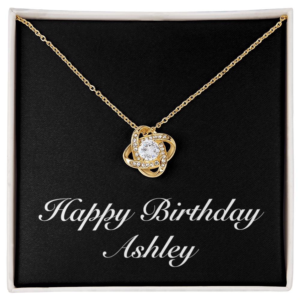 Happy Birthday Ashley v2 - 18K Yellow Gold Finish Love Knot Necklace