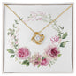 Watercolor Pink Floral Frame 1 - 18K Yellow Gold Finish Love Knot Necklace