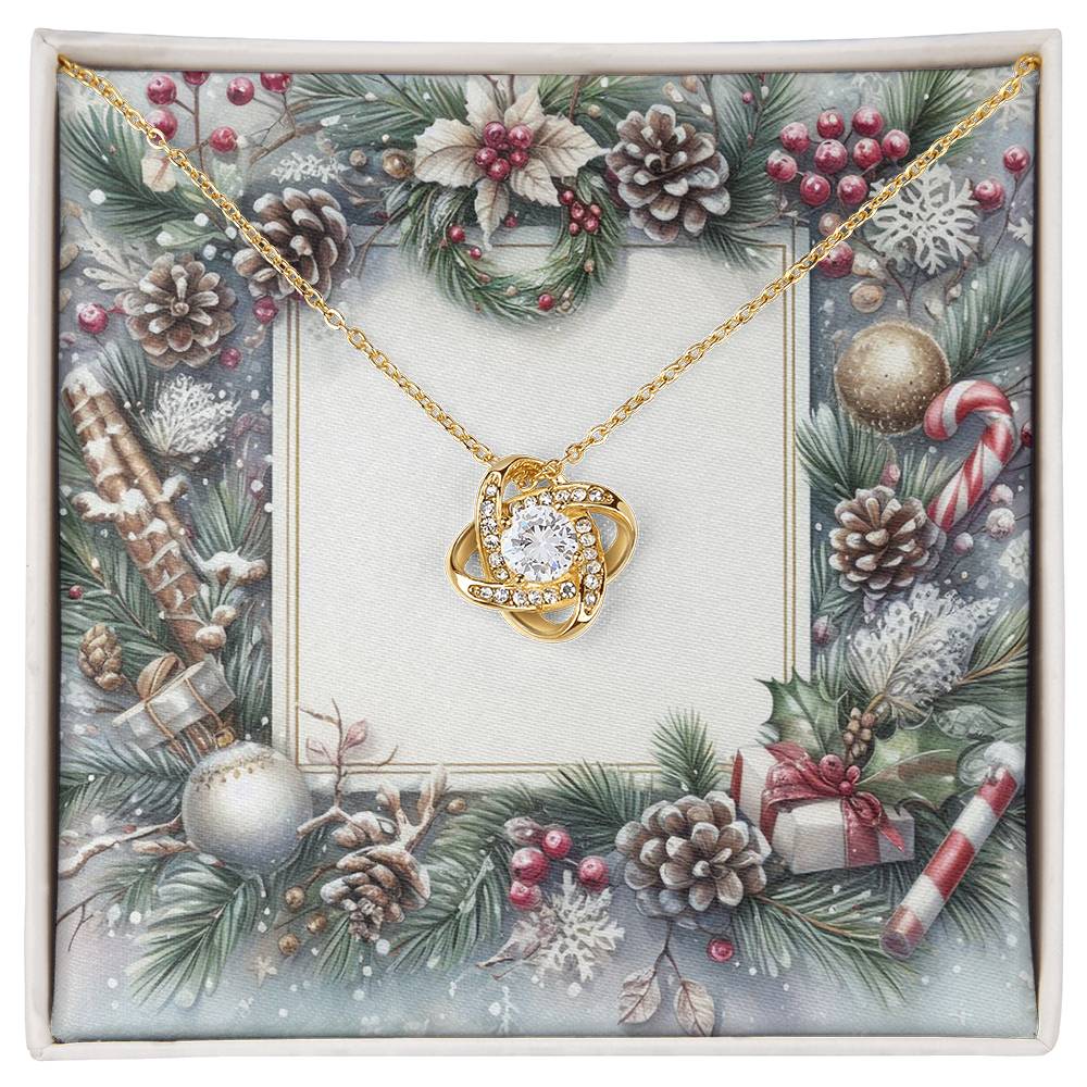 Christmas Background 077 - 18K Yellow Gold Finish Love Knot Necklace