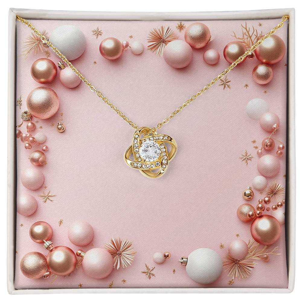 Christmas Background 060 - 18K Yellow Gold Finish Love Knot Necklace