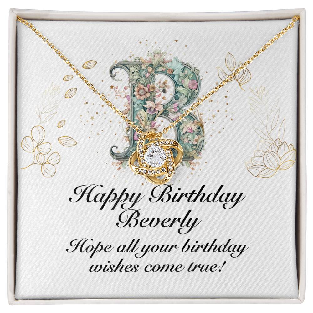 Happy Birthday Beverly v01 - 18K Yellow Gold Finish Love Knot Necklace