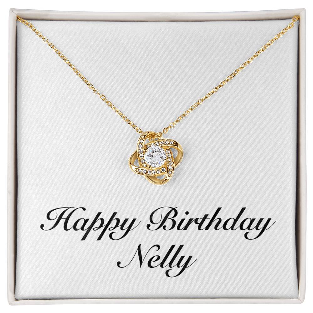Happy Birthday Nelly - 18K Yellow Gold Finish Love Knot Necklace