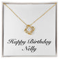 Happy Birthday Nelly - 18K Yellow Gold Finish Love Knot Necklace