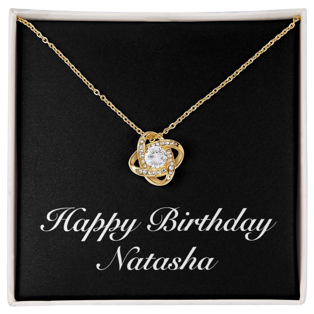 Happy Birthday Natasha v2 - 18K Yellow Gold Finish Love Knot Necklace
