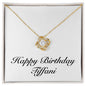 Happy Birthday Tiffani - 18K Yellow Gold Finish Love Knot Necklace