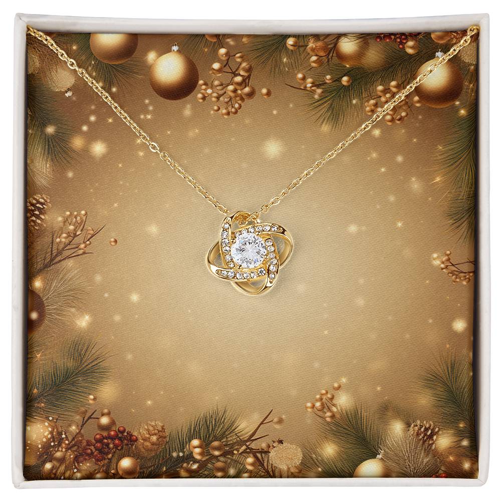 Christmas Background 007 - 18K Yellow Gold Finish Love Knot Necklace