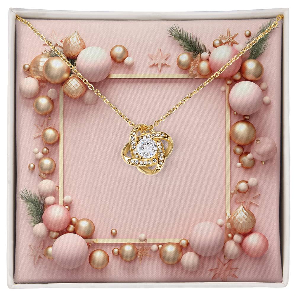 Christmas Background 038 - 18K Yellow Gold Finish Love Knot Necklace