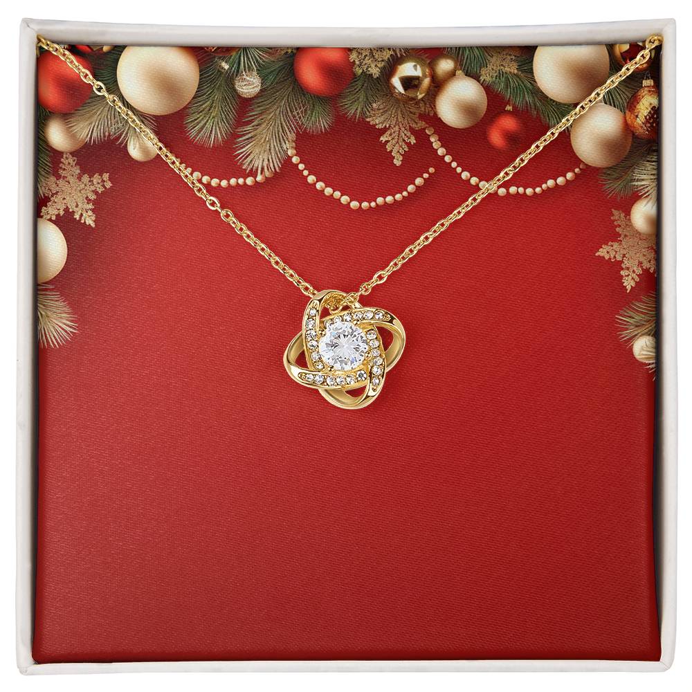 Christmas Background 013 - 18K Yellow Gold Finish Love Knot Necklace