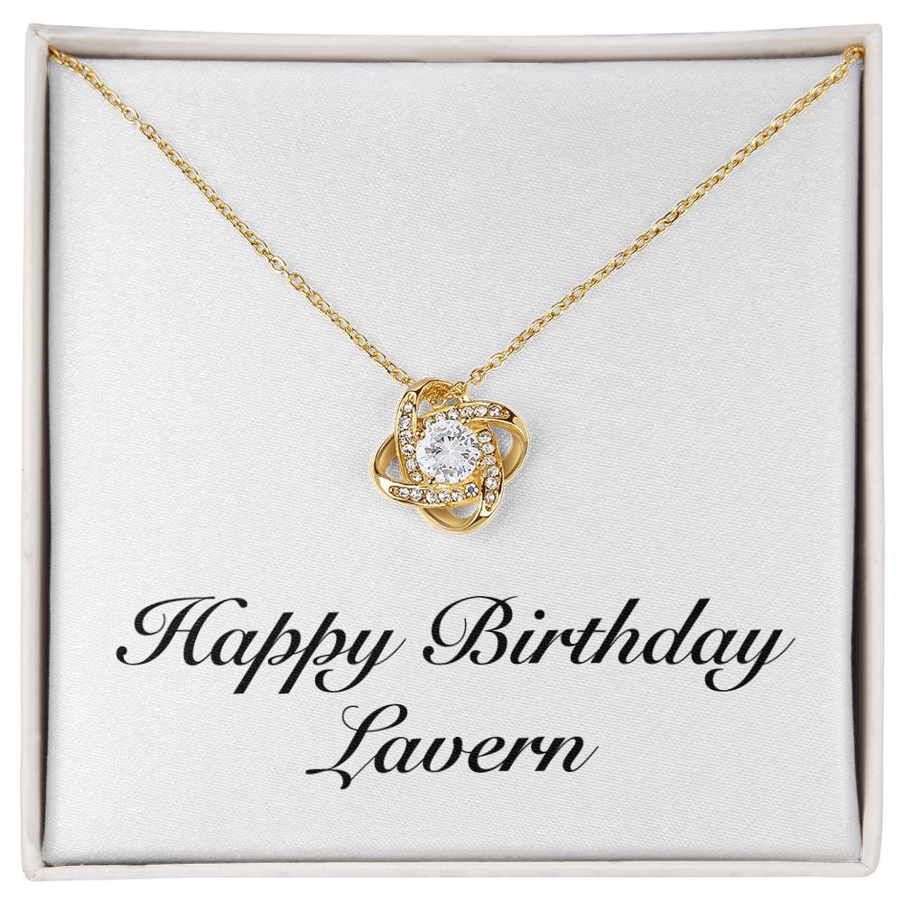 Happy Birthday Lavern - 18K Yellow Gold Finish Love Knot Necklace