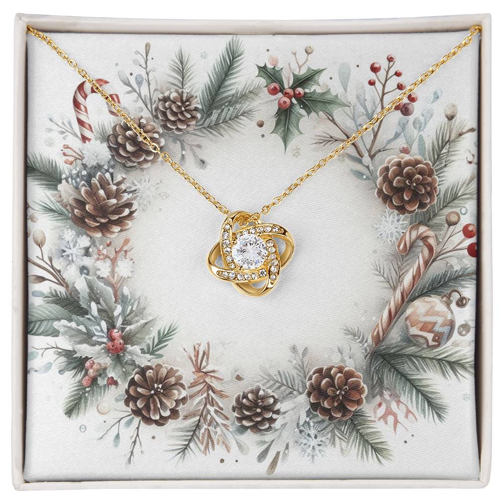 Christmas Background 091 - 18K Yellow Gold Finish Love Knot Necklace