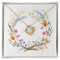 Boho Flowers Wreath Watercolor 15 - 18K Yellow Gold Finish Love Knot Necklace
