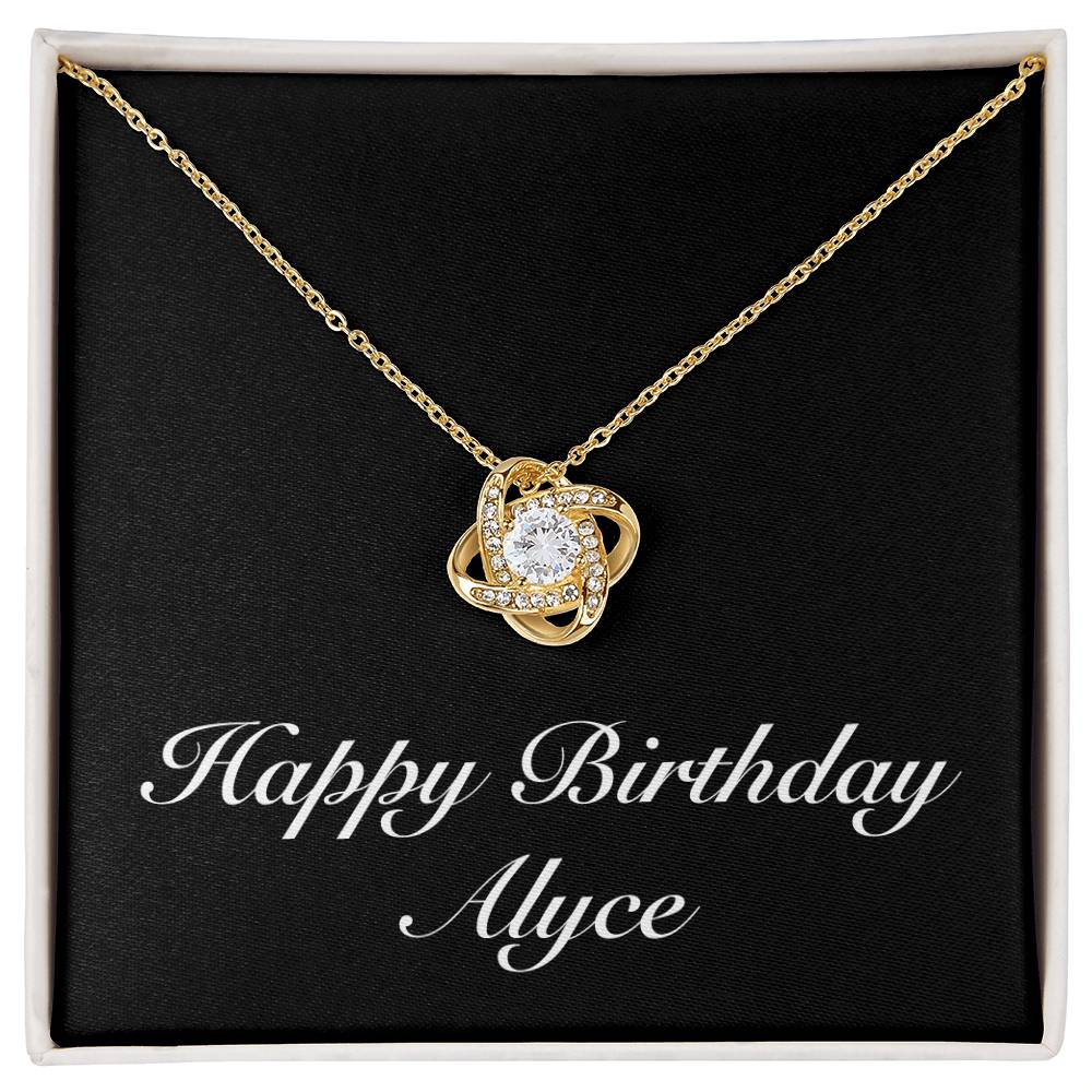 Happy Birthday Alyce v2 - 18K Yellow Gold Finish Love Knot Necklace