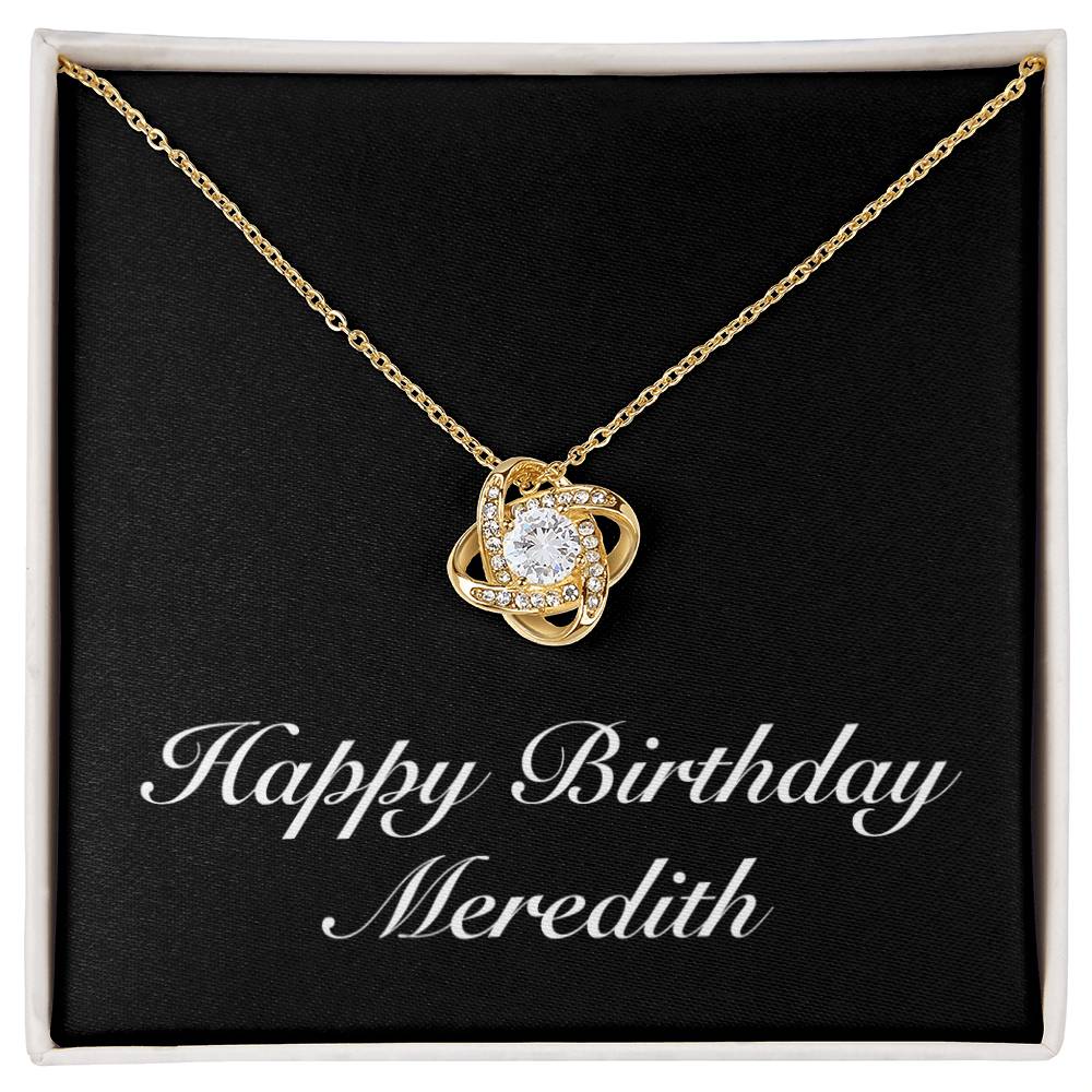Happy Birthday Meredith v2 - 18K Yellow Gold Finish Love Knot Necklace