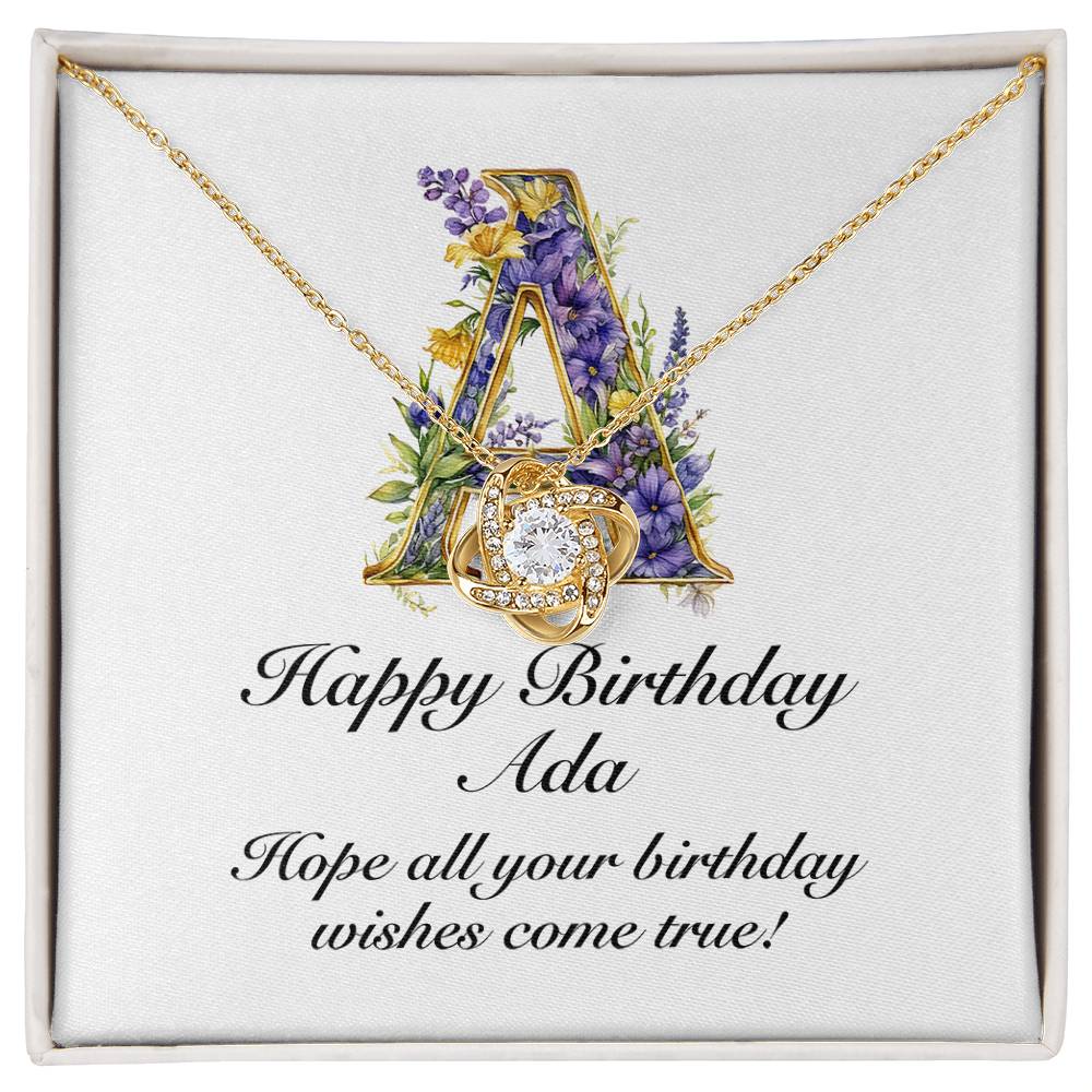 Happy Birthday Ada v02 - 18K Yellow Gold Finish Love Knot Necklace