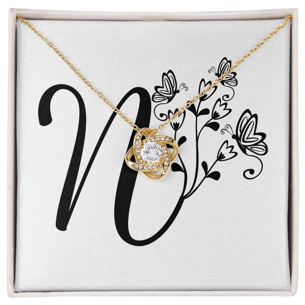 Botanical Monogram N - 18K Yellow Gold Finish Love Knot Necklace