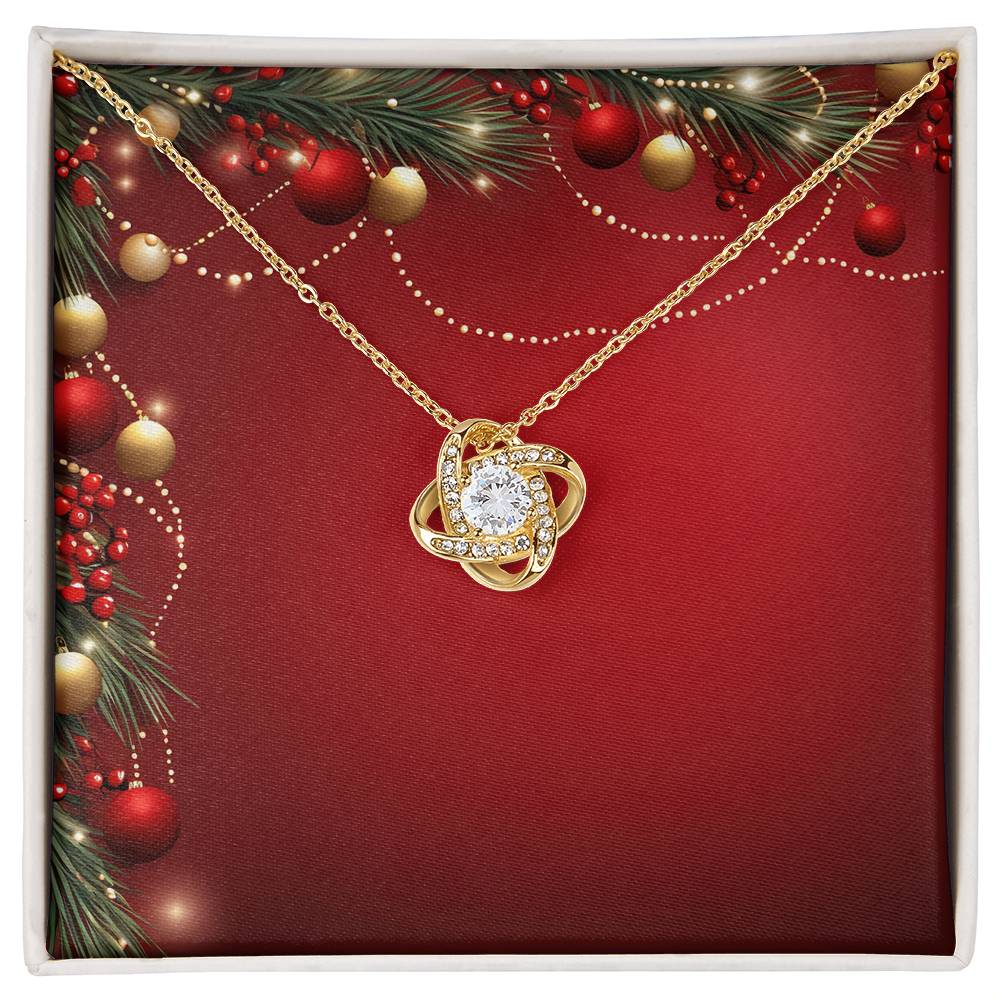 Christmas Background 046 - 18K Yellow Gold Finish Love Knot Necklace