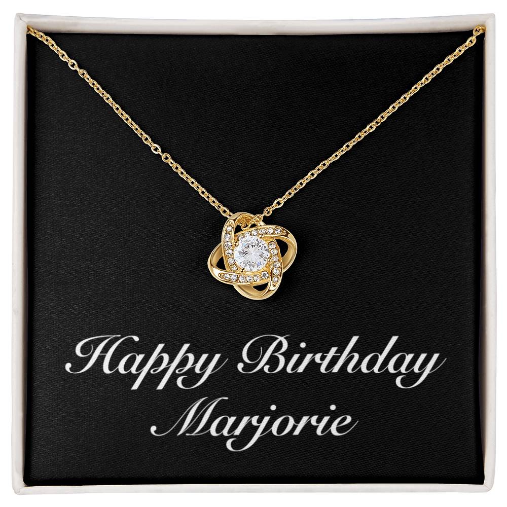 Happy Birthday Marjorie v2 - 18K Yellow Gold Finish Love Knot Necklace