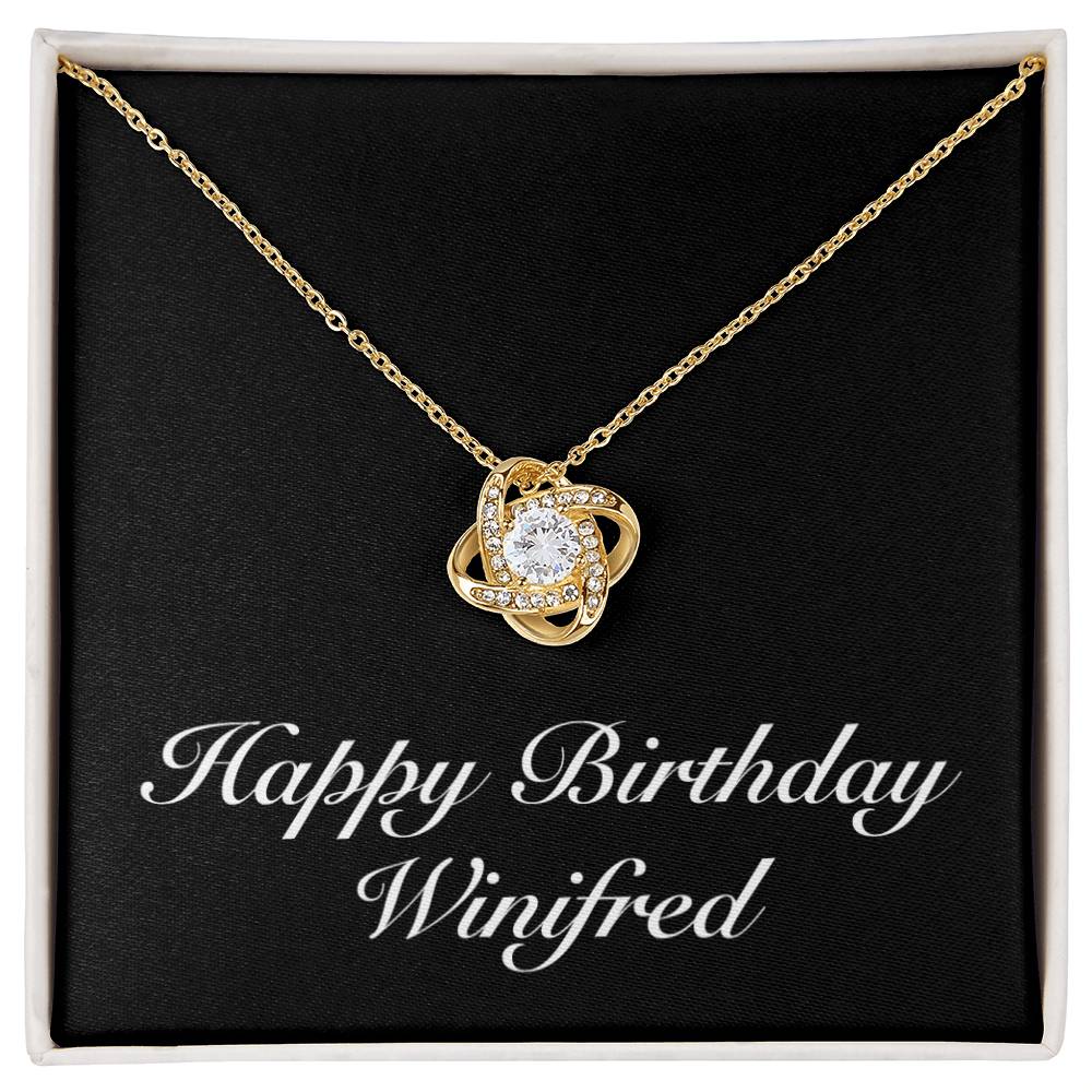 Happy Birthday Winifred v2 - 18K Yellow Gold Finish Love Knot Necklace