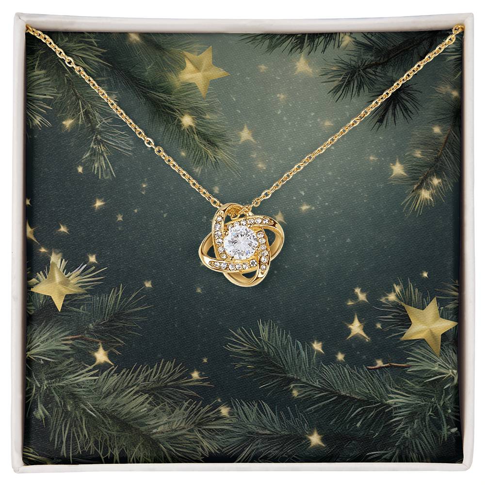 Christmas Background 114 - 18K Yellow Gold Finish Love Knot Necklace