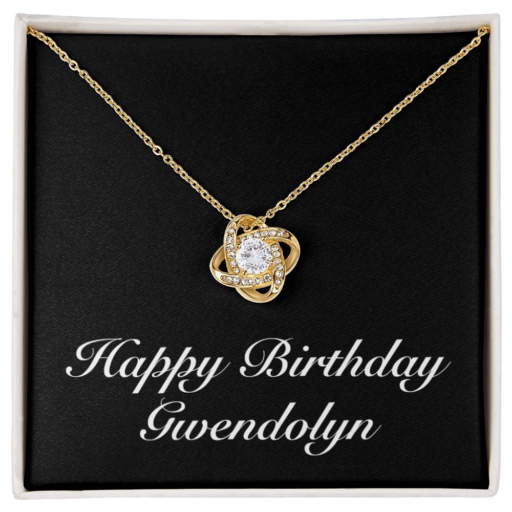 Happy Birthday Gwendolyn v2 - 18K Yellow Gold Finish Love Knot Necklace