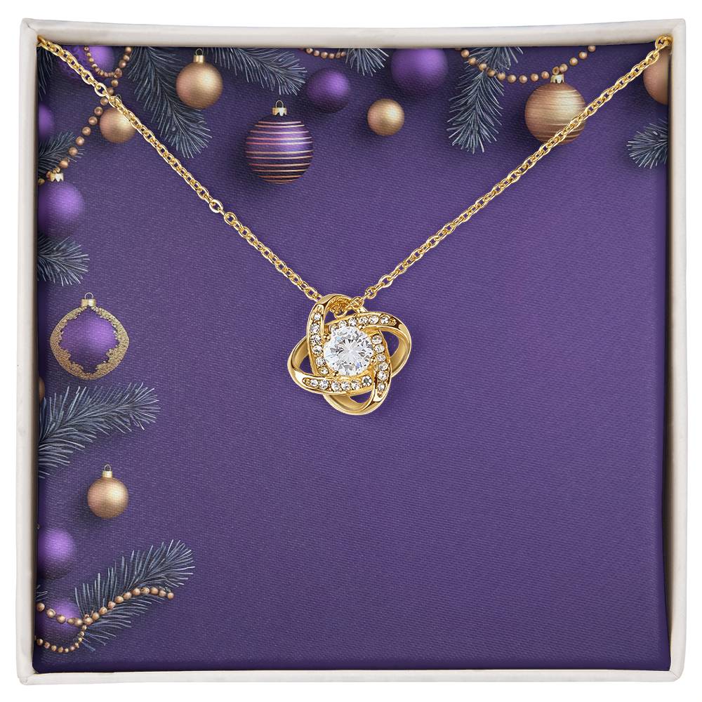 Christmas Background 019 - 18K Yellow Gold Finish Love Knot Necklace