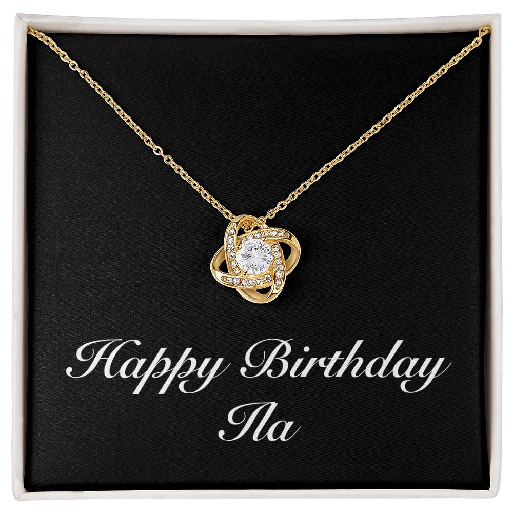 Happy Birthday Ila v2 - 18K Yellow Gold Finish Love Knot Necklace