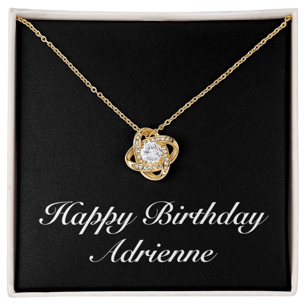 Happy Birthday Adrienne v2 - 18K Yellow Gold Finish Love Knot Necklace