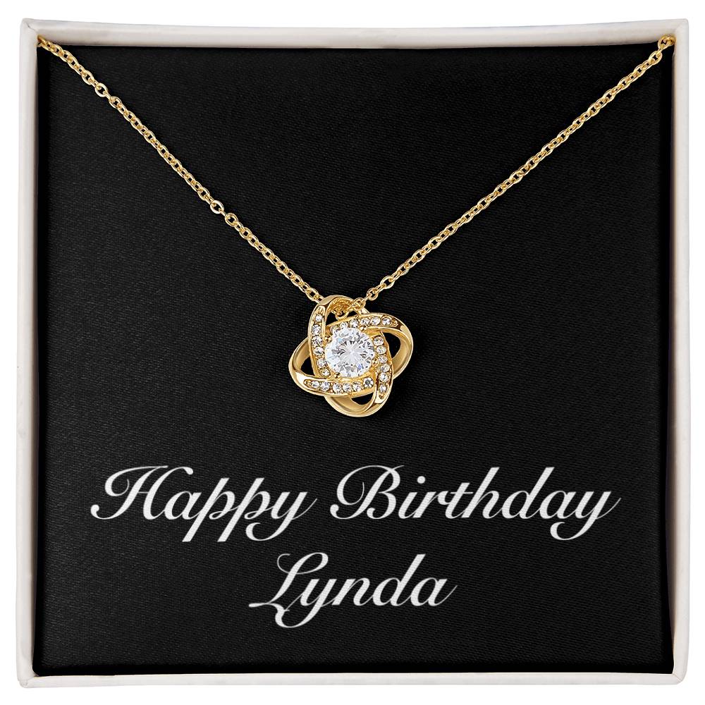 Happy Birthday Lynda v2 - 18K Yellow Gold Finish Love Knot Necklace