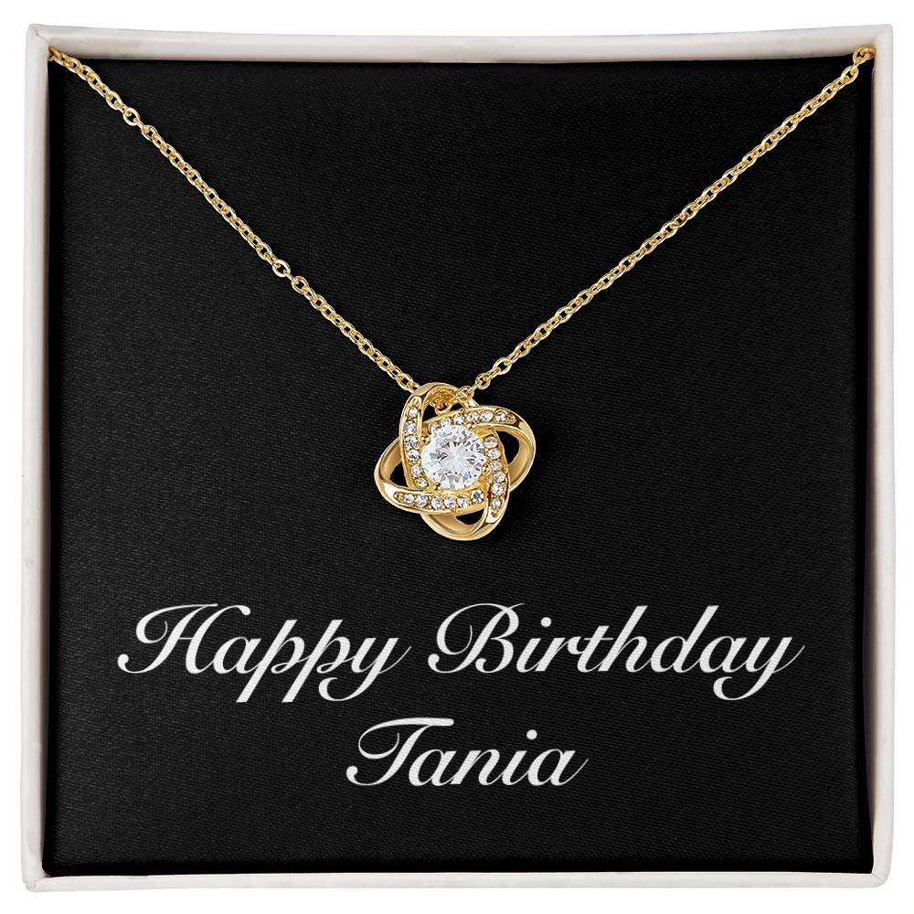 Happy Birthday Tania v2 - 18K Yellow Gold Finish Love Knot Necklace