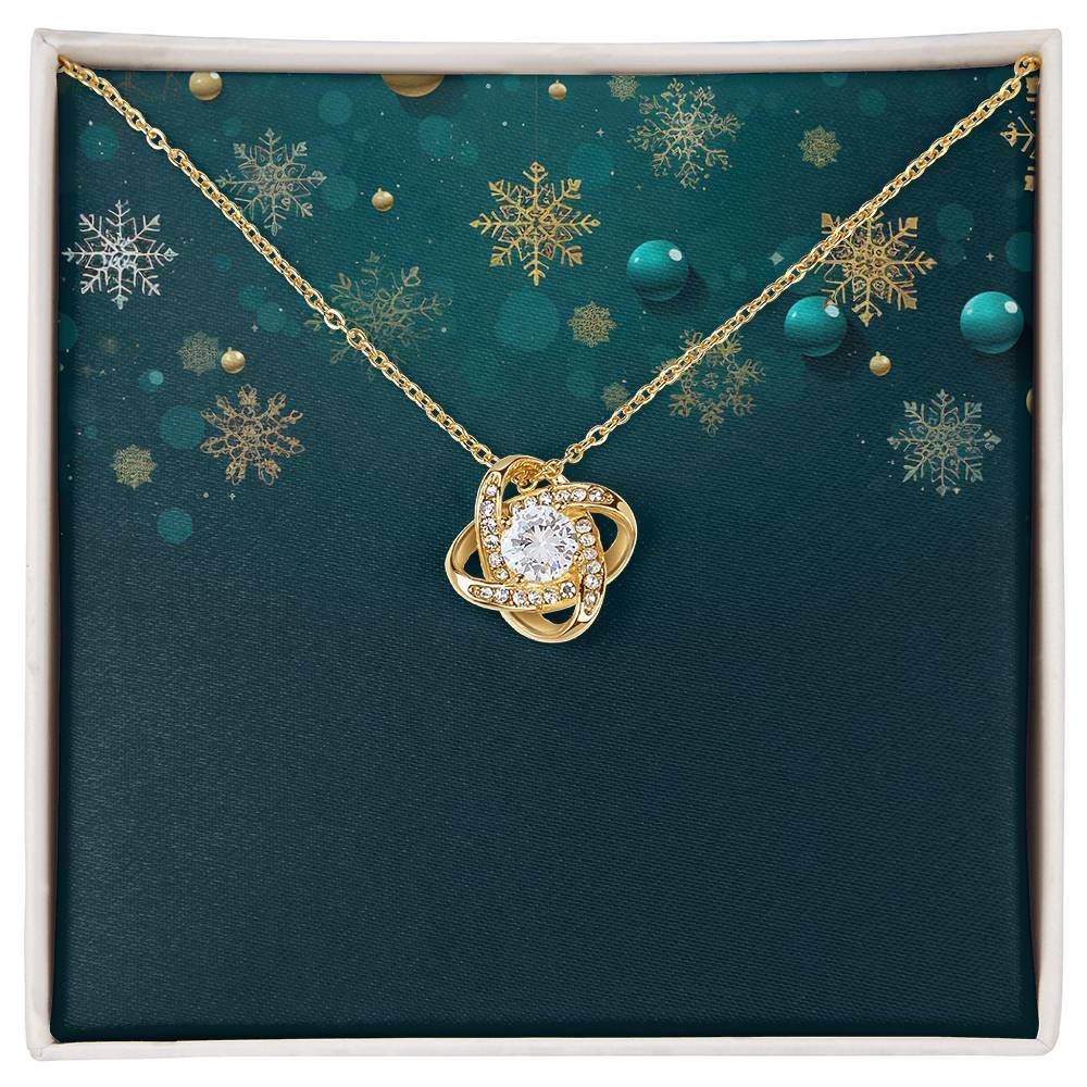 Christmas Background 016 - 18K Yellow Gold Finish Love Knot Necklace