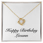 Happy Birthday Leeann - 18K Yellow Gold Finish Love Knot Necklace