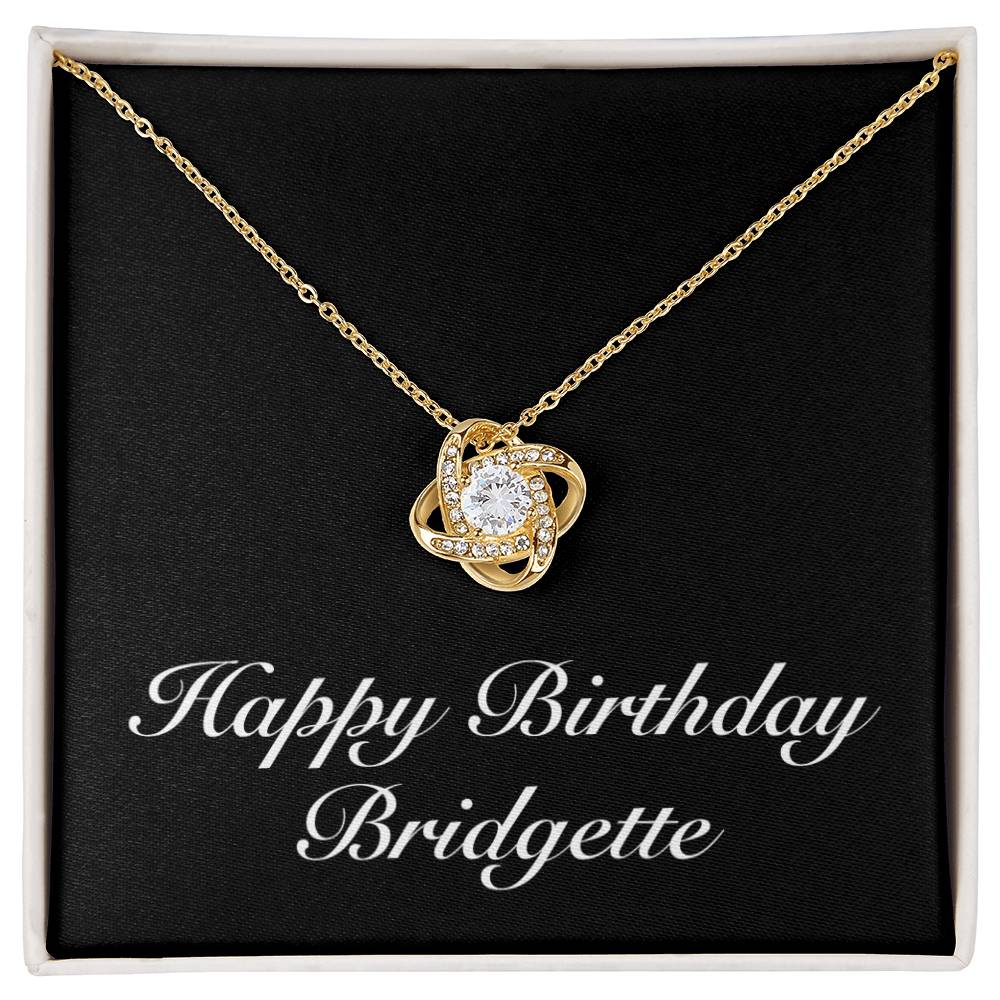 Happy Birthday Bridgette v2 - 18K Yellow Gold Finish Love Knot Necklace