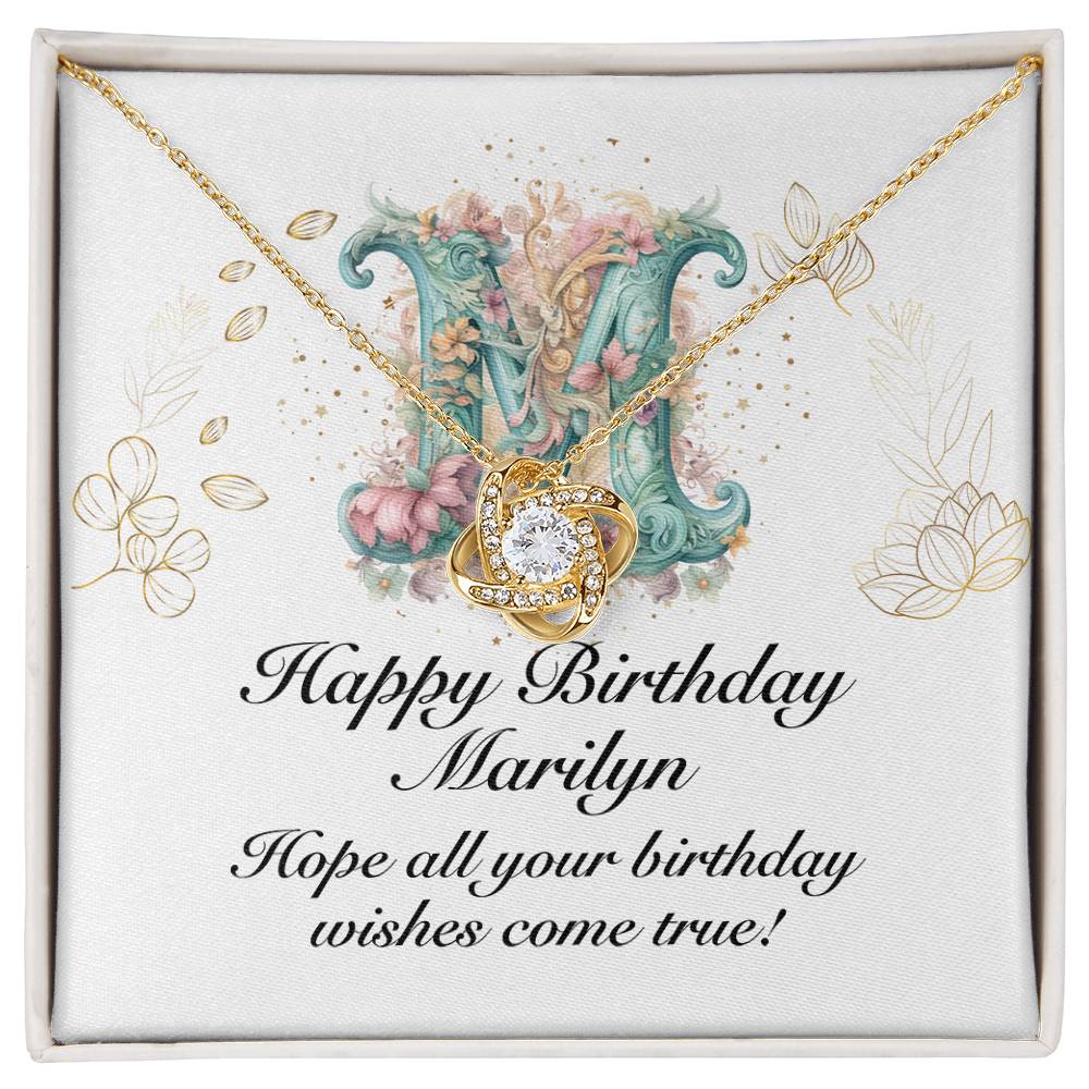 Happy Birthday Marilyn v01 - 18K Yellow Gold Finish Love Knot Necklace