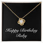 Happy Birthday Ruby v2 - 18K Yellow Gold Finish Love Knot Necklace
