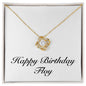 Happy Birthday Floy - 18K Yellow Gold Finish Love Knot Necklace