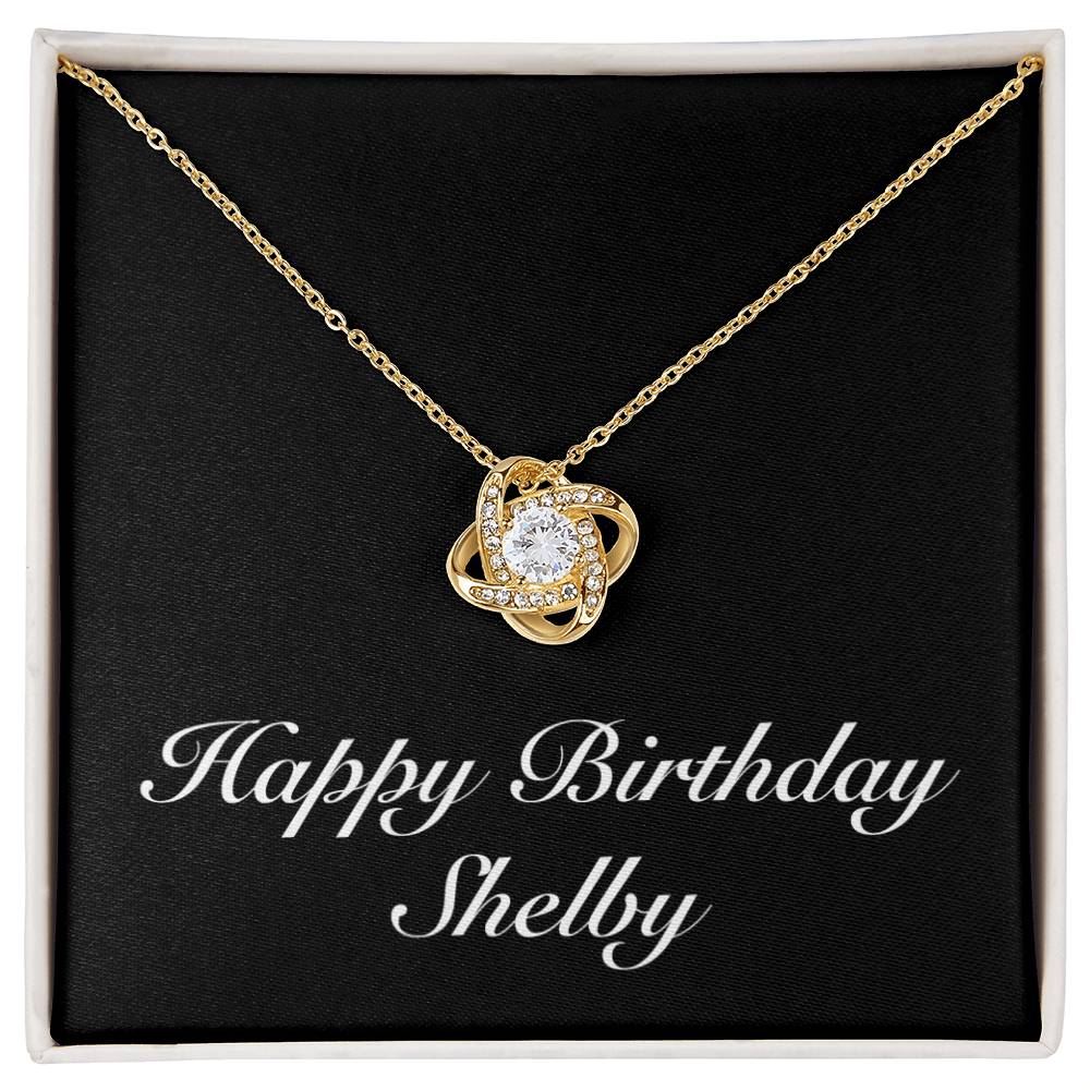Happy Birthday Shelby v2 - 18K Yellow Gold Finish Love Knot Necklace